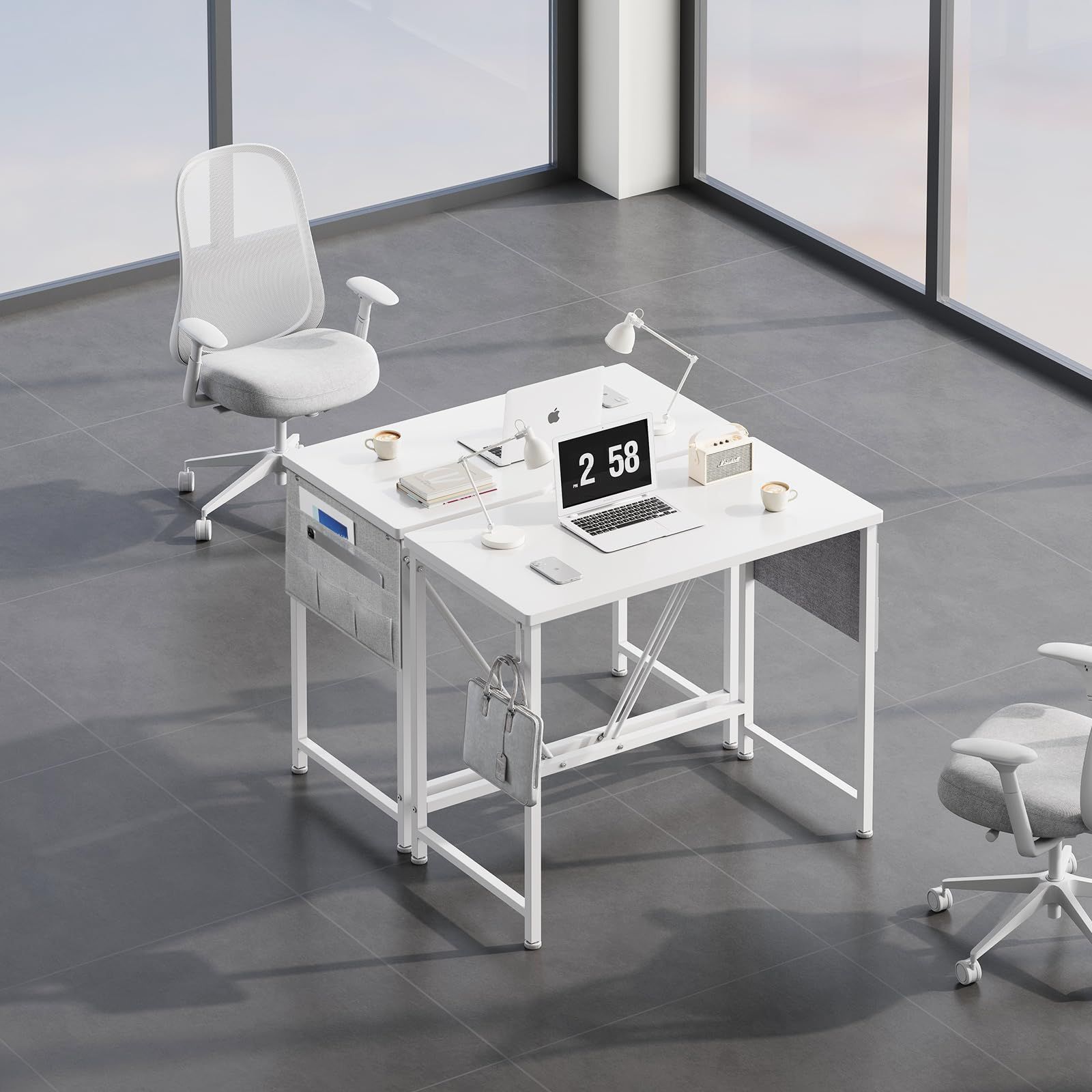 数量限定】パソコンデスク 収納袋付き学習机 幅80cm 小さい つくえ