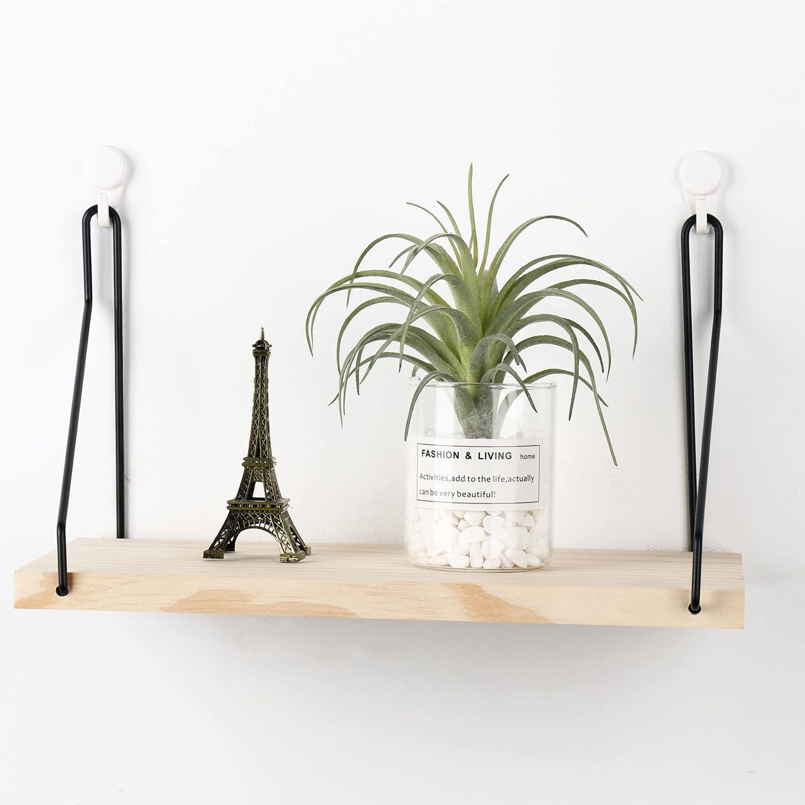 【人気商品】木製 DIY おしゃれ 飾り棚 壁面収納 穴あけ不要 ウォールシェルフ 簡単取り付け (ナチュラル 壁掛け棚 50cm)