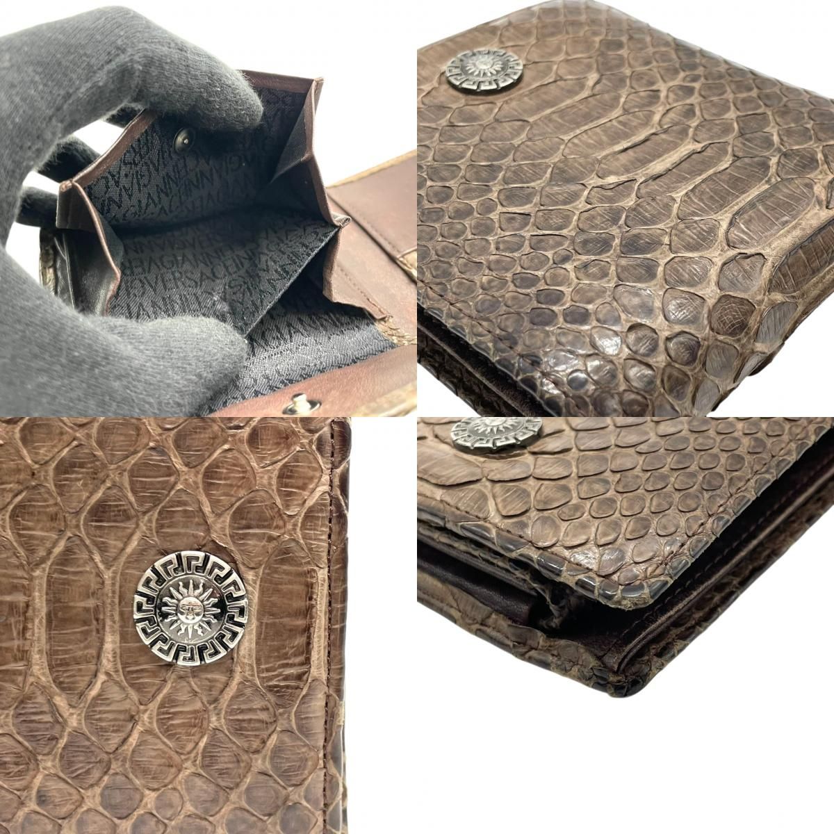 GIANNI VERSACE ジャンニヴェルサーチ ヴェルサーチ 二つ折り財布 ジャンニ □新品□未使用□ ウォレット ブラック メデューサ レザー - エナメル 二つ折り がま口 VERSACEヴィンテージ
