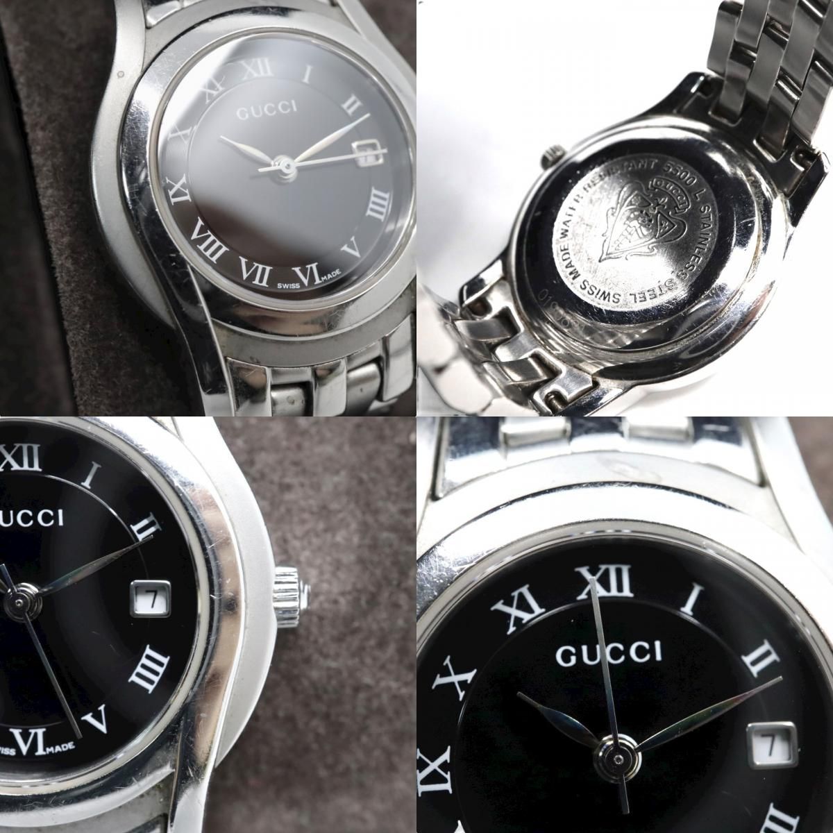 GUCCI グッチ 5500L レディース腕時計 ブラック文字盤 ローマン