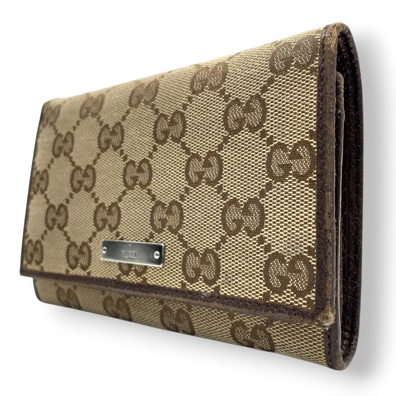 グッチ GUCCI 二つ折り財布 コンパクトウォレット GGキャンバス レザー 