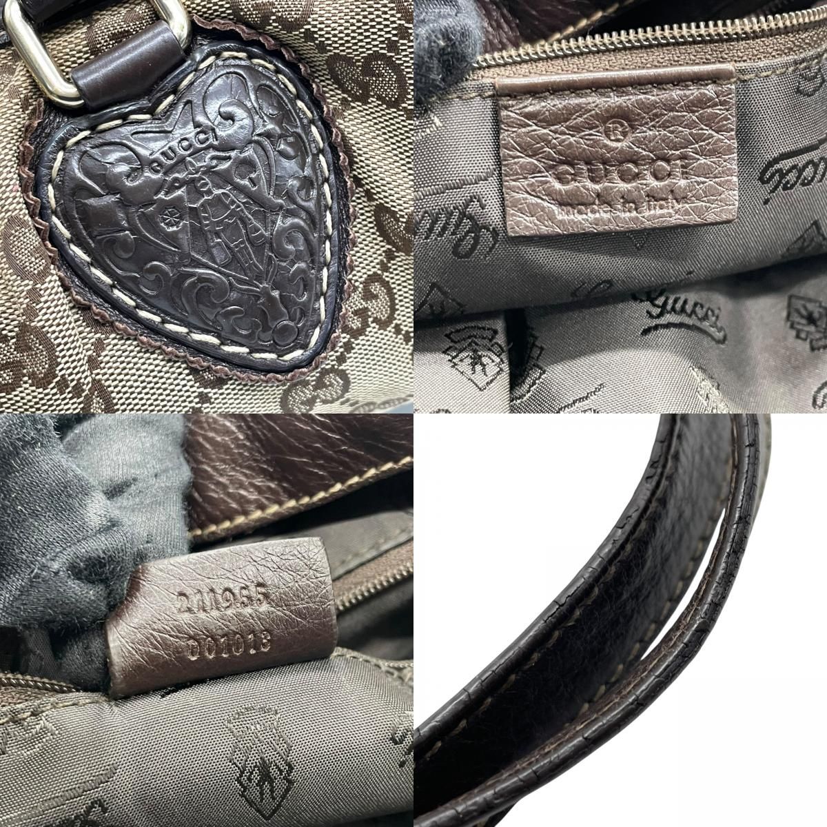 グッチ GUCCI トートバック GGキャンバス ハート リング チャーム 