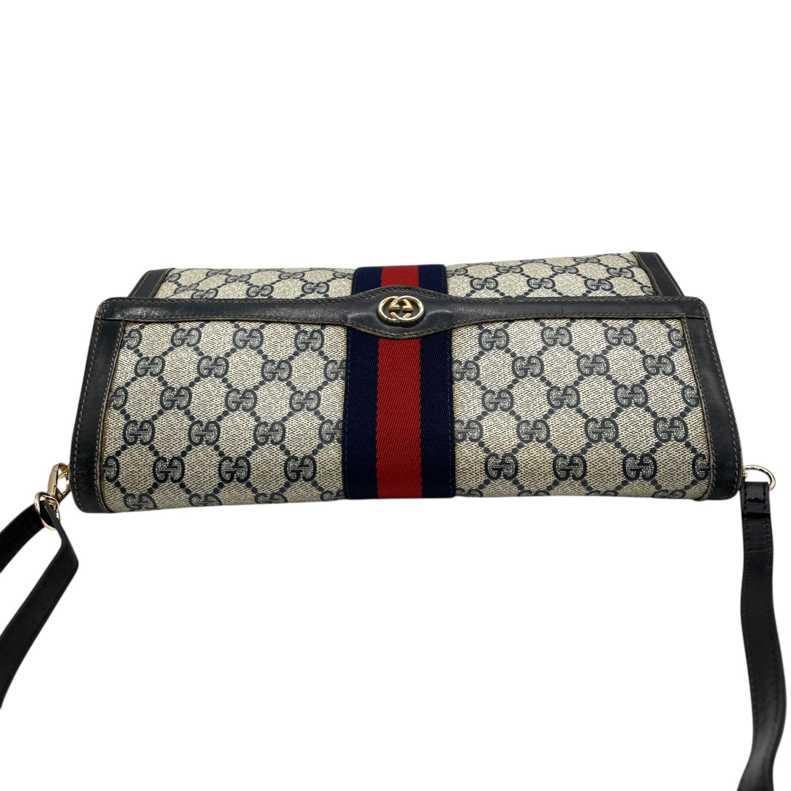 GUCCI グッチ GGスプリーム ショルダーバッグ ウェブライン グレー 