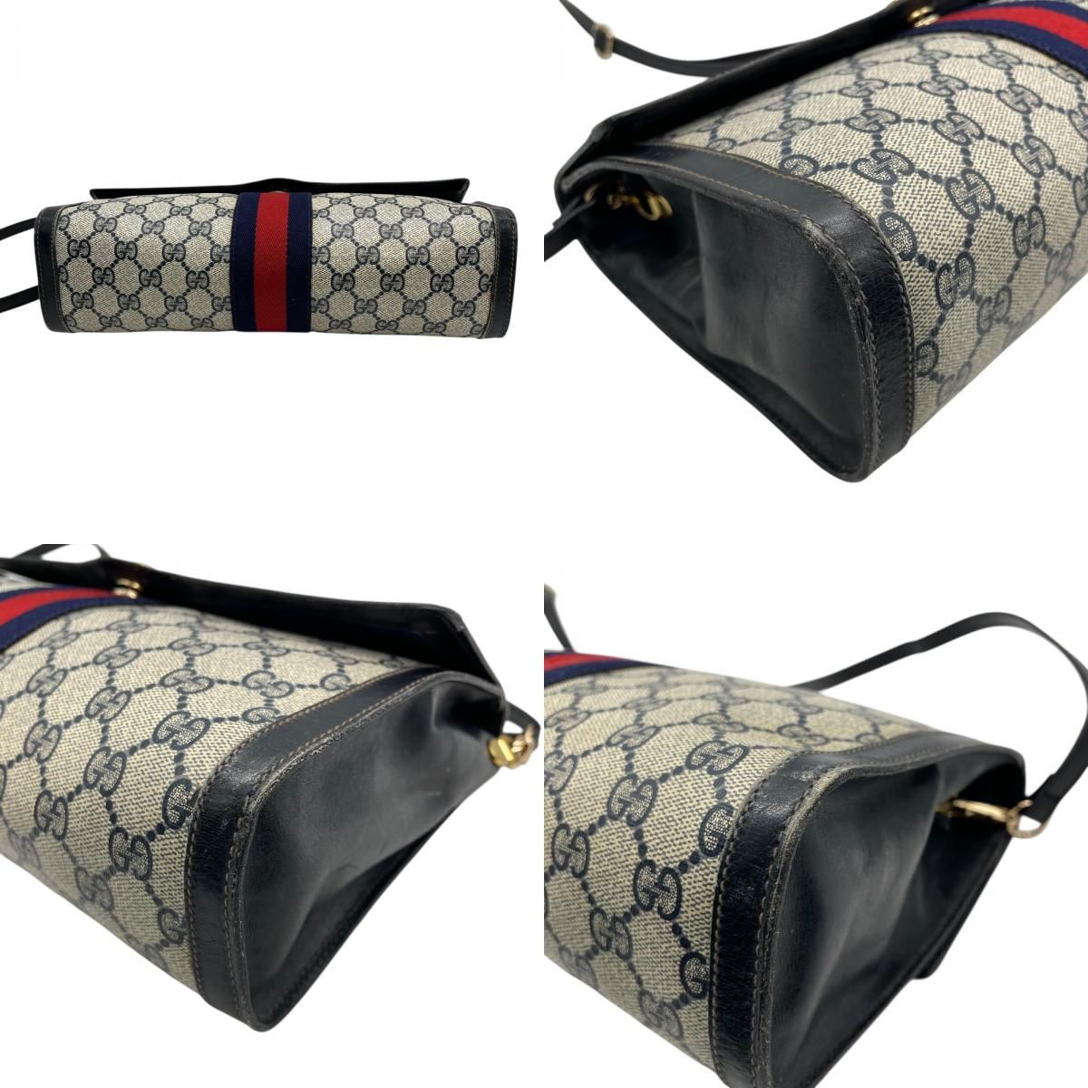 GUCCI グッチ GGスプリーム ショルダーバッグ ウェブライン グレー 