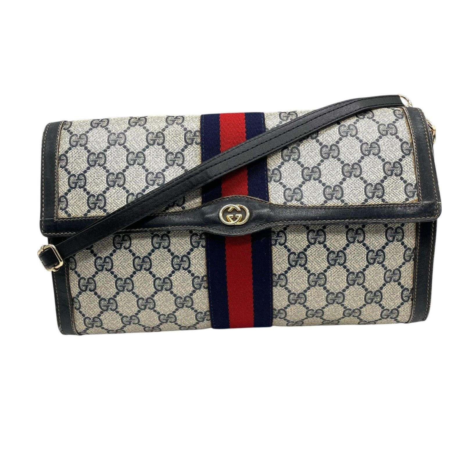 GUCCI グッチ GGスプリーム ショルダーバッグ ウェブライン グレー 