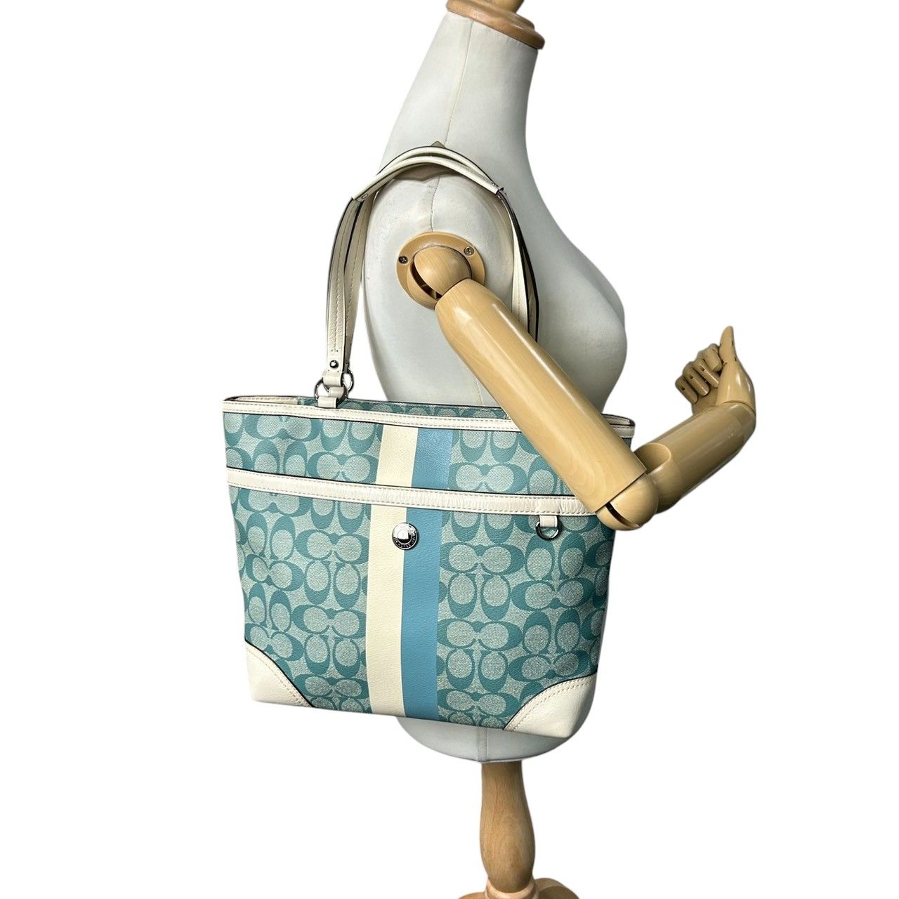 美品 コーチ COACH ヘリテージ ストライプ F14477 トートバッグ