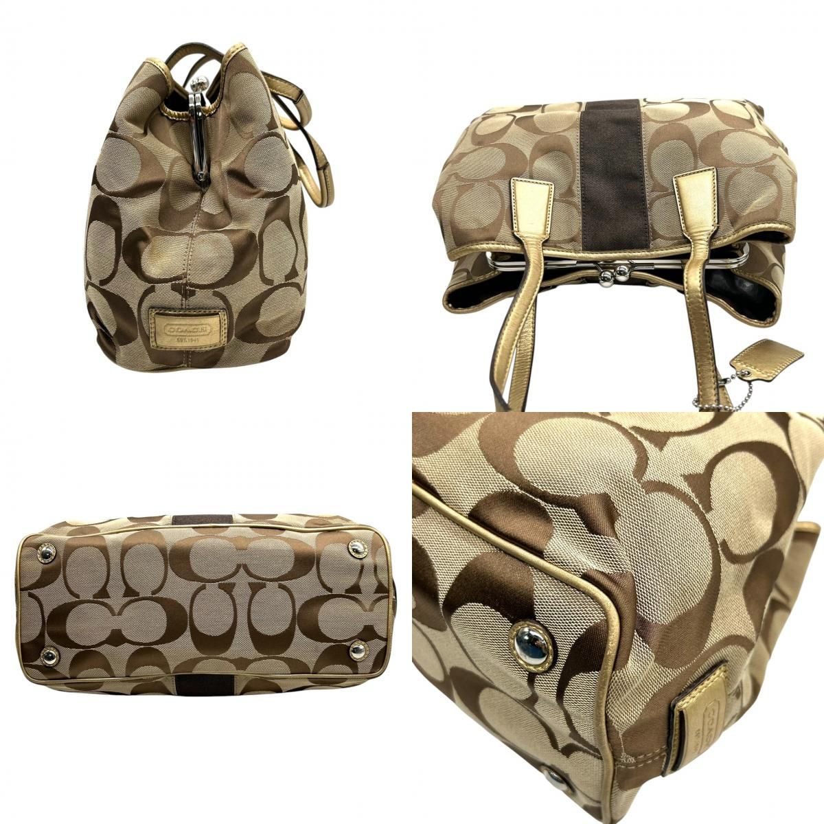 レディース コーチ COACH シグネチャー ストライプ フレーム キャリー 