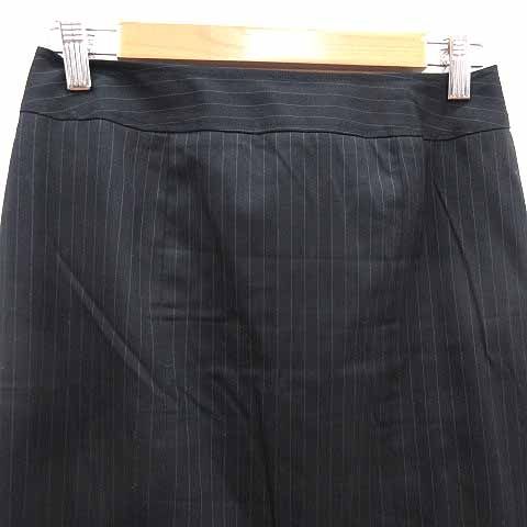 MS　東京スタイル BRIGITTE ブリジット スカート ウール ブリジット BRIGITTE タイトスカート ひざ丈 ストライプ ウール 9 M 黒