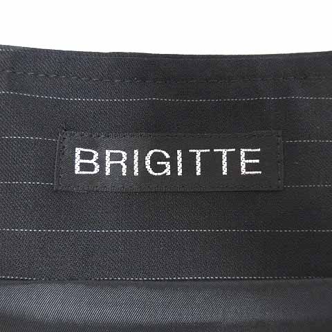 ブリジット BRIGITTE タイトスカート ひざ丈 ストライプ ウール 9 M 黒
