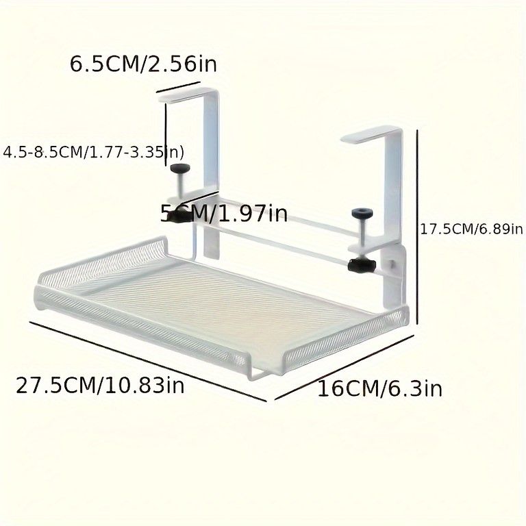 【穴あけ不要＆高さ調整可能】デスク収納ラック ハンギングバスケット付き デスク整理整頓 後付け引き出し デスク下収納 机上ラック 小物整理 文房具収納 オフィス/在宅ワークに