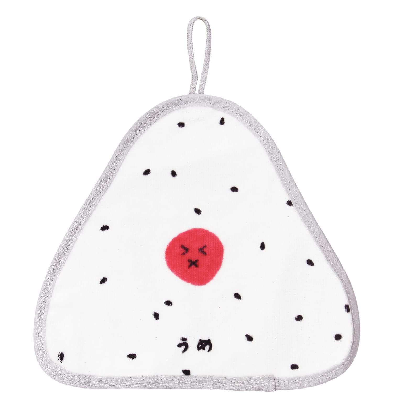 人気商品】おにぎり うめ 約18.5×20cm ホワイト ループ付ハンドタオル