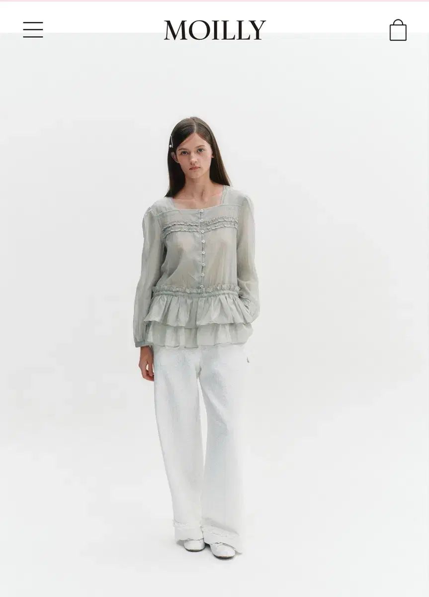 ウールリー ブラウスCancan Double Frill Blouse Mint