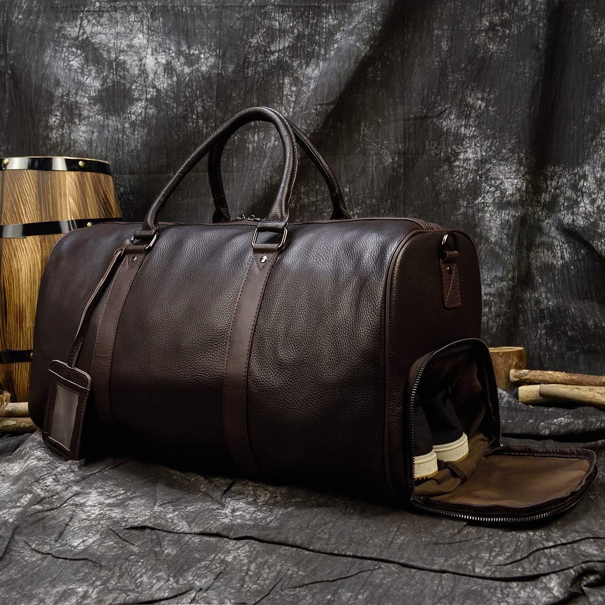 新着商品】メンズ 大容量 トラベルバッグ 本革 2泊3日 ゴルフバッグ 靴
