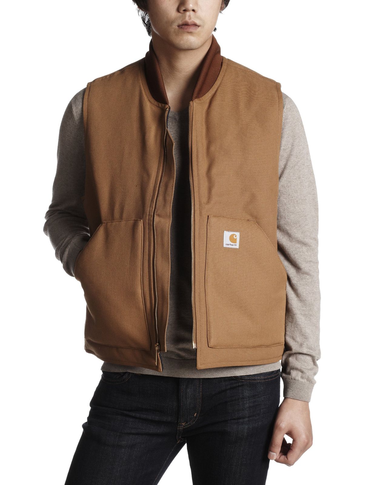 お買い得，人気[カーハート] V01 Men's Duck Vest Arctic-Quilt Lined XL/Crahartt Brown [Carhartt Brown] [XL] その他