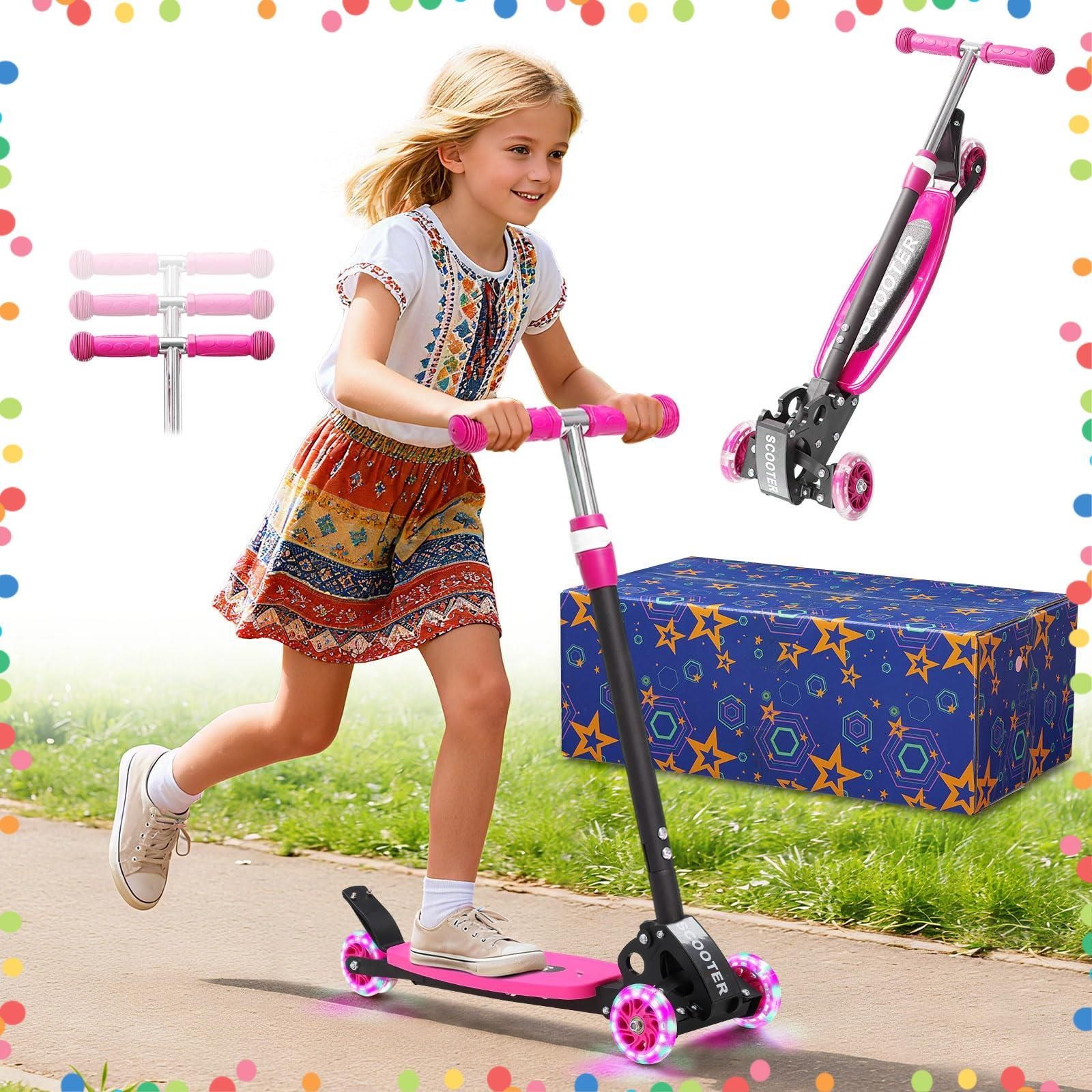 【特価セール】3～7歳に適した誕生日プレゼントクリスマスプレゼント リアブレーキscooter 車 車輪は発光可能子供 3段階の高さ調整スクーター 子供 キックボード