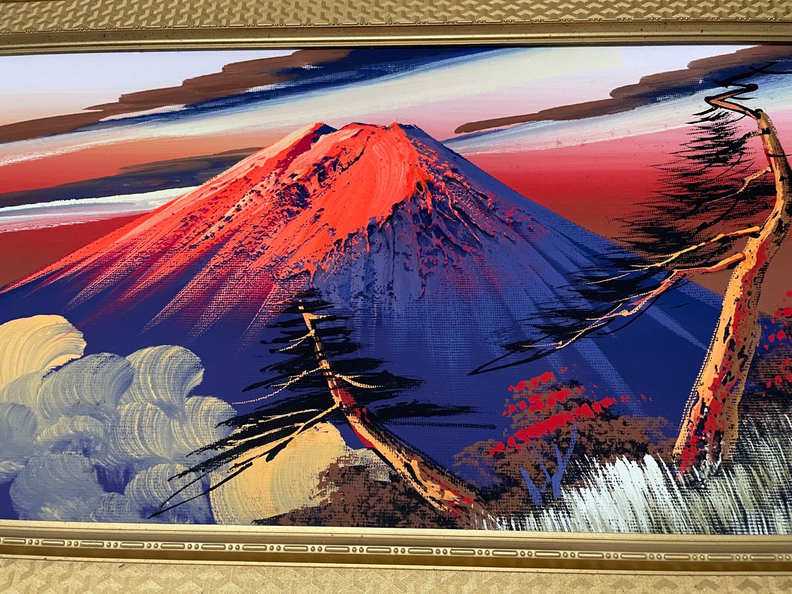 富士山赤富士 古い立体画 日本風景画 - メルカリ