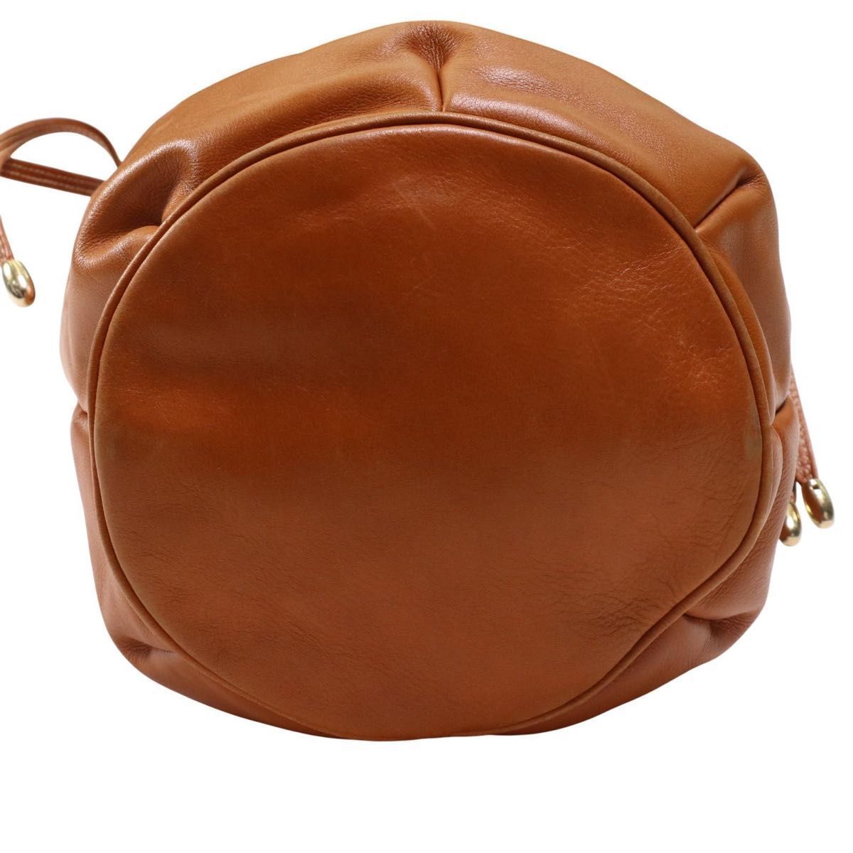 CELINE セリーヌ ヴィンテージ 巾着型 レザー ショルダーバッグ 肩掛け