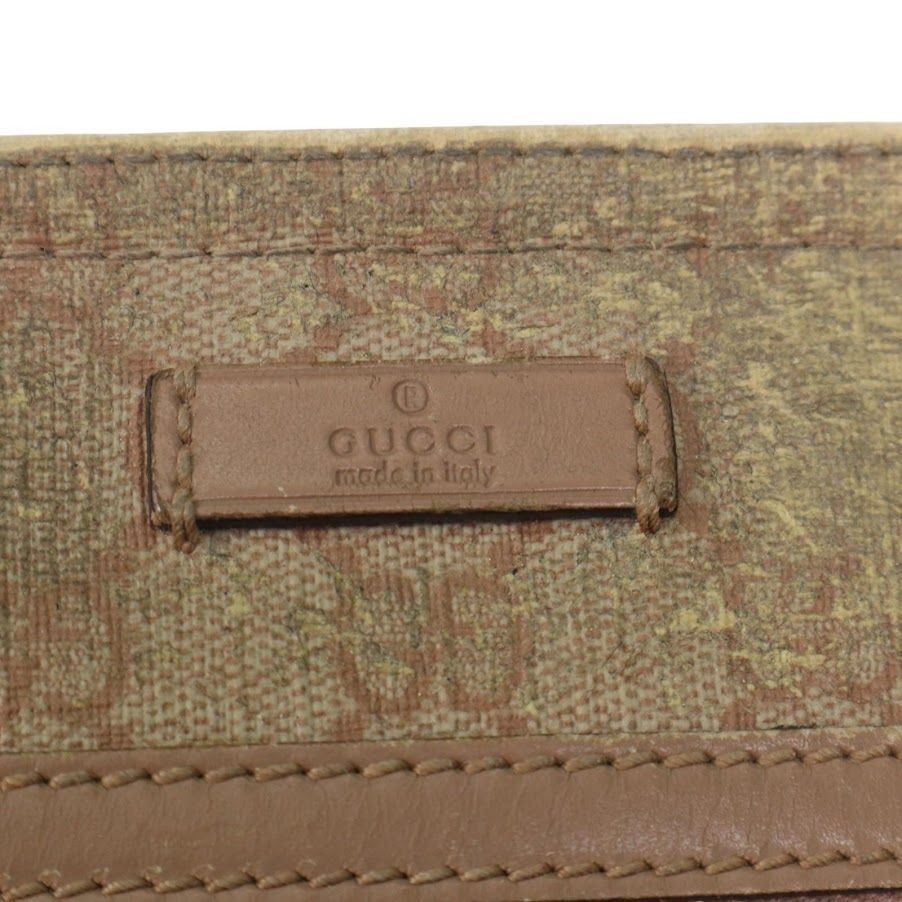 正規品 グッチ ショルダーバッグ GG スプリーム ロゴプレート 茶 ベージュ GUCCI（グッチ） ショルダーバッグ ポシェット ミニ PVC レザー GG