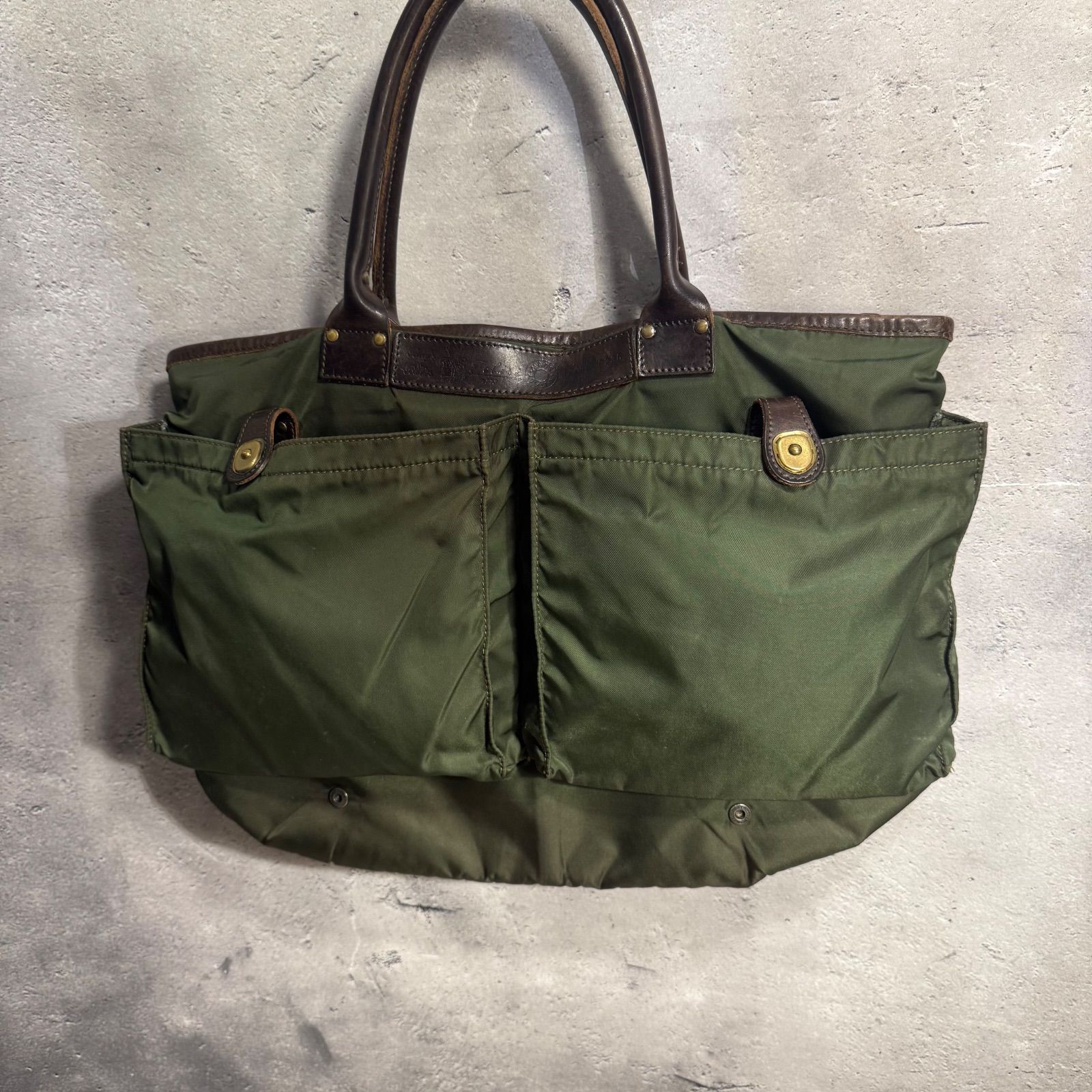 ✨Felisi フェリージ 9236 ナイロン レザー トートバッグ カーキ