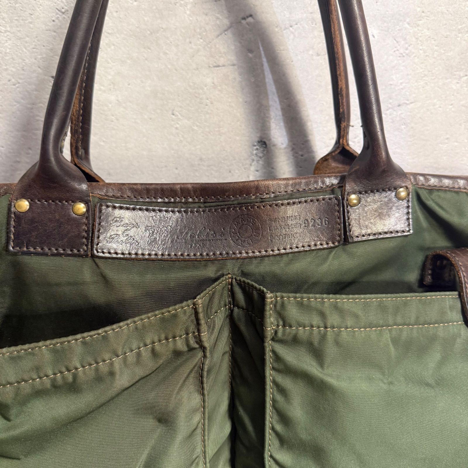 ✨Felisi フェリージ 9236 ナイロン レザー トートバッグ カーキ