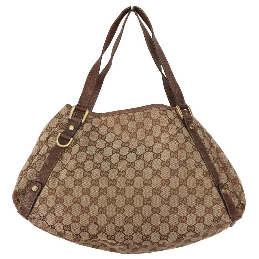 グッチ　GUCCI　アビー金具　GG柄キャンバス地ショルダーバッグ gucci グッチ GG柄 キャンバス×レザー トートバッグ アビー 肩掛け