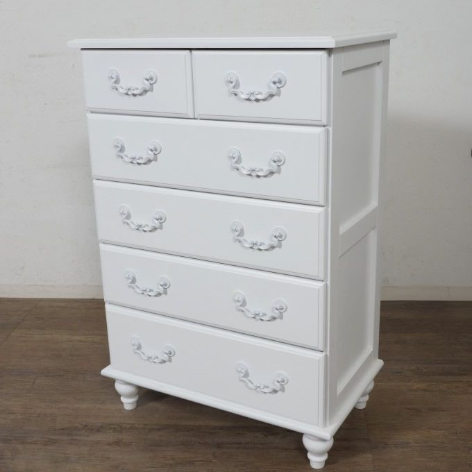 送料無料！ E チェスト ヨーロピアン調 5段6杯 幅60cm 最下段レール