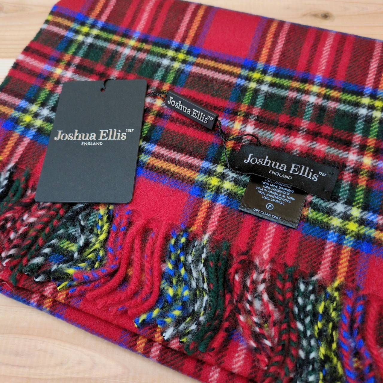 新品 Joshua Ellis ストール マフラー 赤 チェック ユニセックス 男女