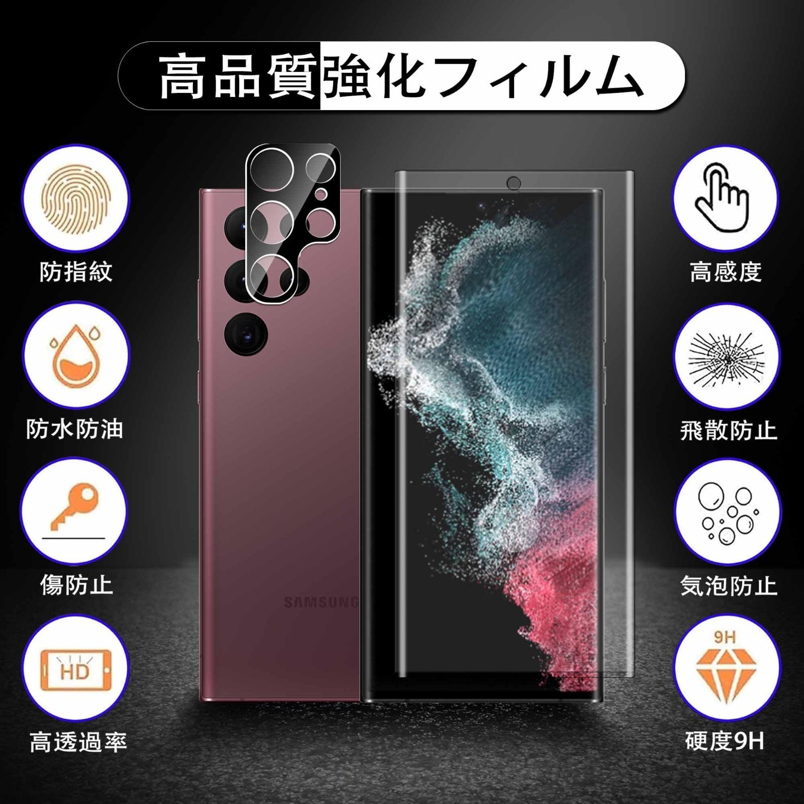 人気商品】指紋防止 耐衝撃 飛散防止 高透過率 気泡ゼロ 硬度9H 日本