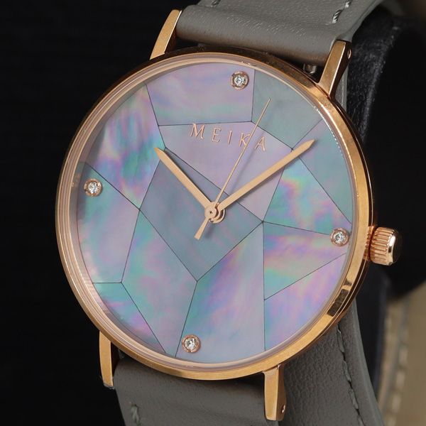 メイカ MEIKA002 QZ シェル文字盤 石付 メンズ/レディース腕時計 KRH