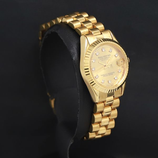 QZ ロイヤルモントレス 石付 デイトジャスト RM-0060L ゴールド文字盤