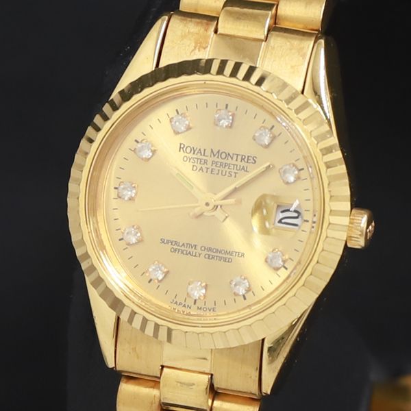 値下げ！極美品・ロイヤルモントレス QZ ゴールド文字盤 レディース腕時計 値下げ！極美品・ロイヤルモントレス QZ ゴールド文字盤 レディース