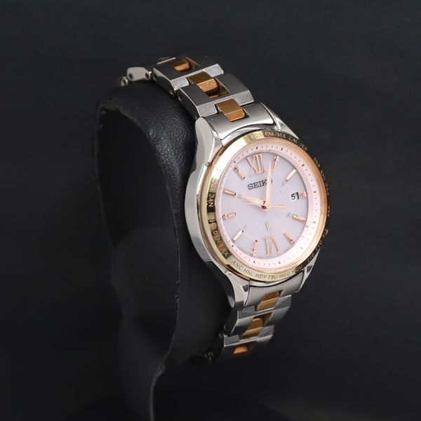 タフソーラー セイコー ルキア 1B25-0AH0 ピンク文字盤 デイト