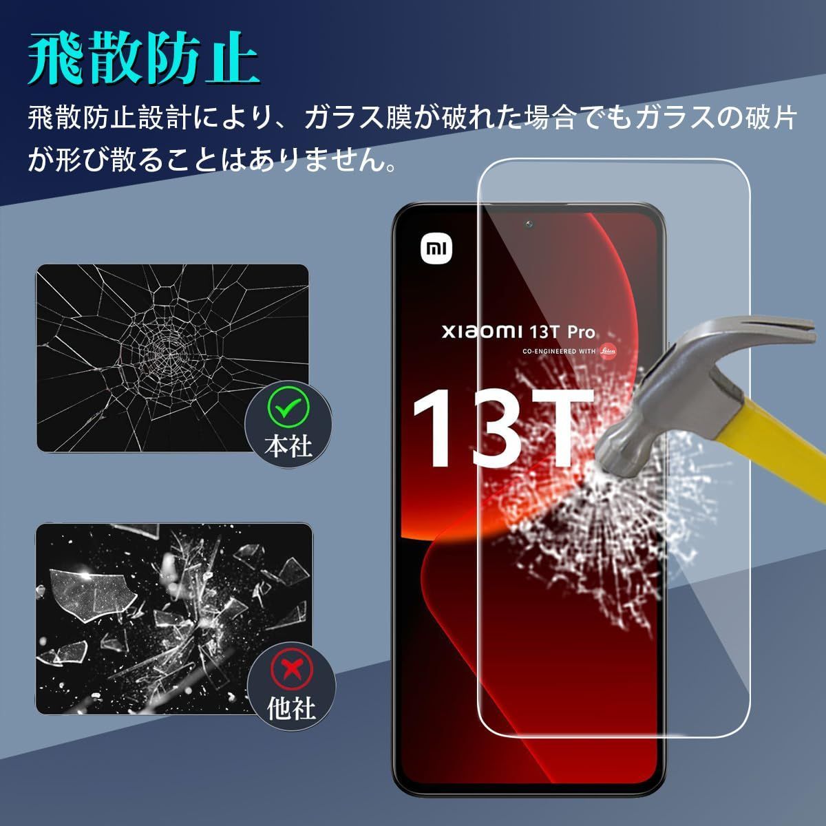 【フィルム2枚+ガイド枠】Xiaomi 13T 256GB 数量限定】Xiaomi 13T / 13T Pro 用 ガラスフィルム (2枚) +カメラ