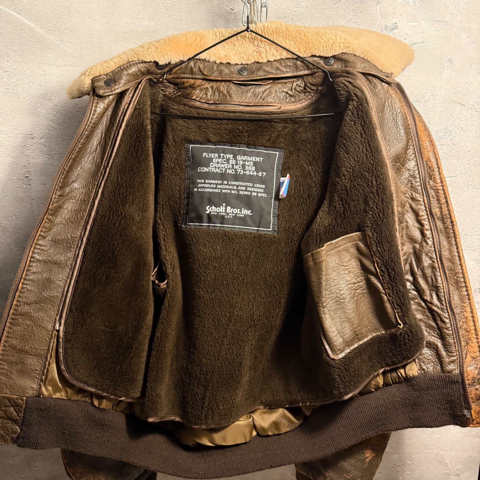 【美品/40】SCHOTT ショット G1 レザージャケット ボア ライナー ✨Schott ショットschott ショット G1フライトジャケット レザー