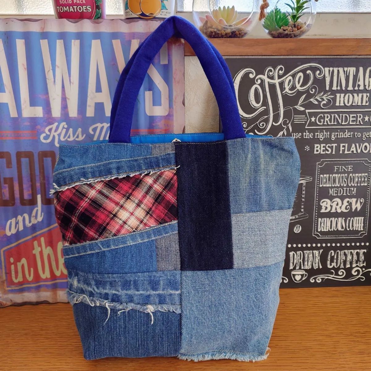 92☆USEDデニムリメイク☆トートバッグ☆サブバッグ☆ランチバッグ