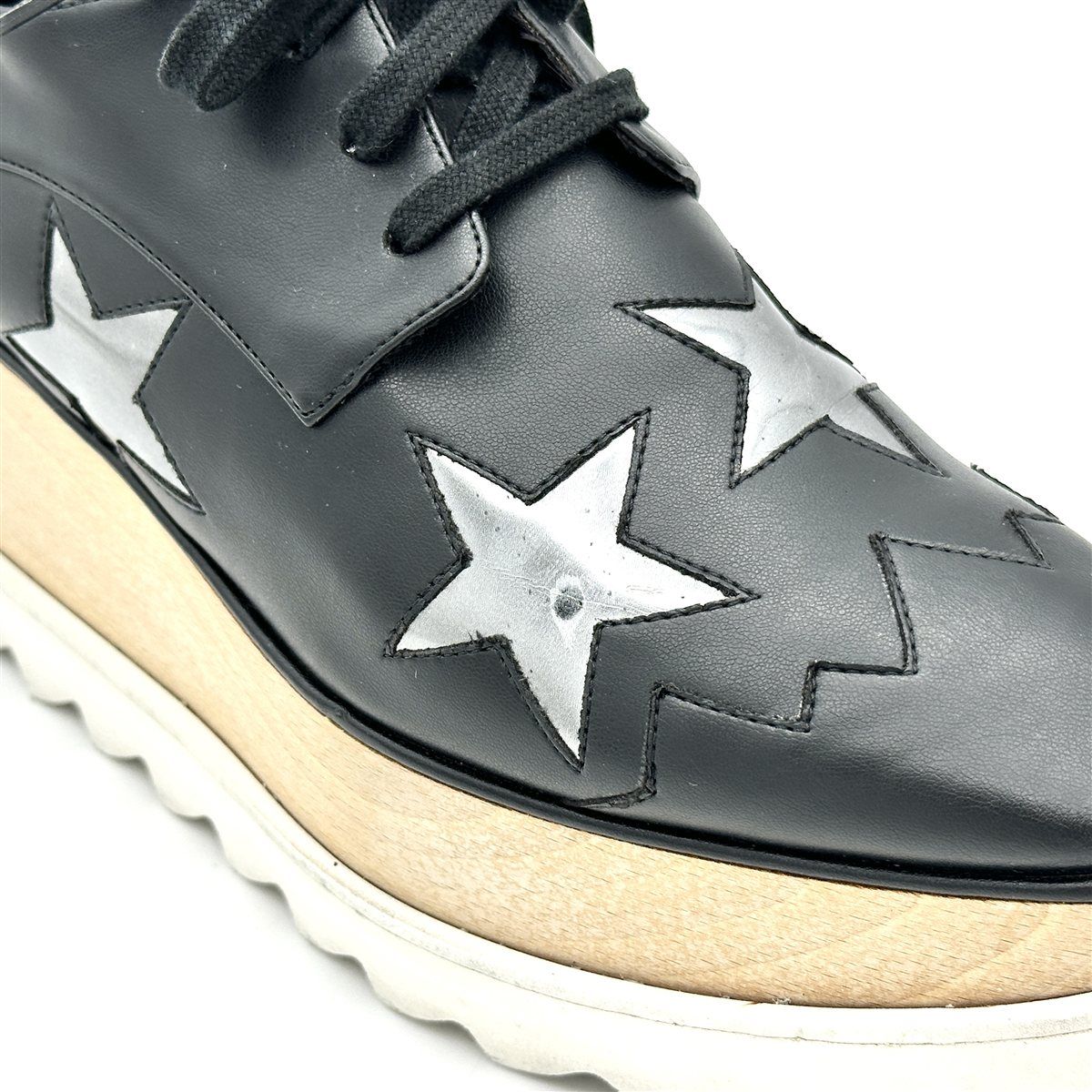 STELLA McCARTNEY エリス 厚底スニーカー 本革 スター ブラック 2404T
