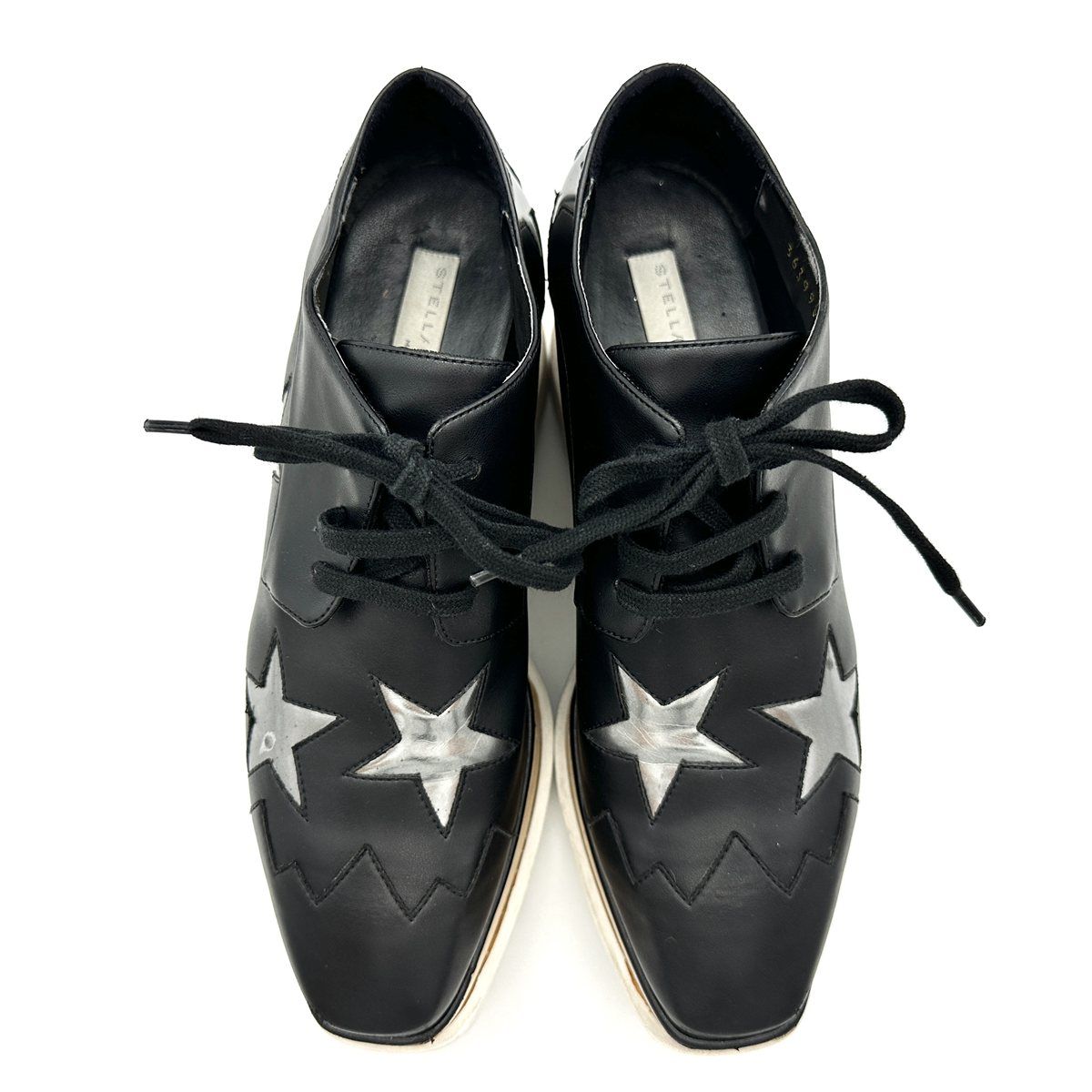 STELLA McCARTNEY エリス 厚底スニーカー 本革 スター ブラック 2404T