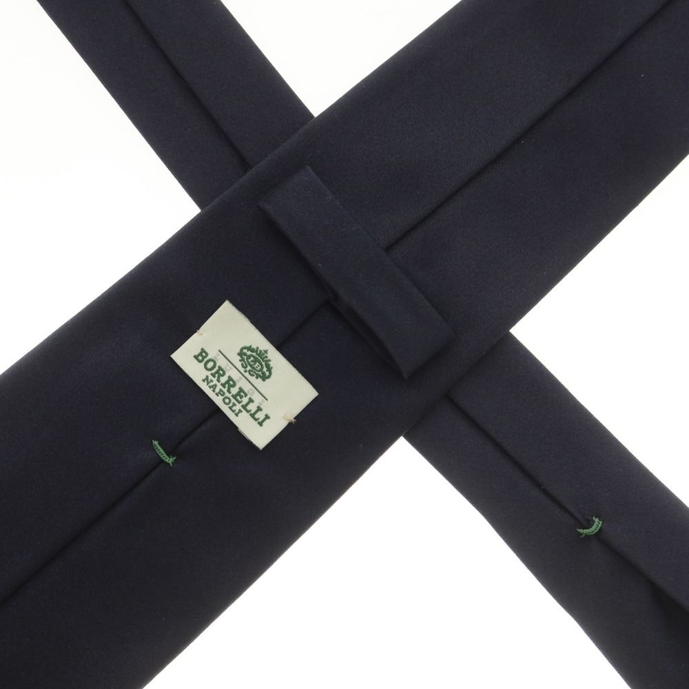 【中古】ルイジ ボレッリ Luigi Borrelli シルク 無地ネクタイ ネイビー【メンズ】