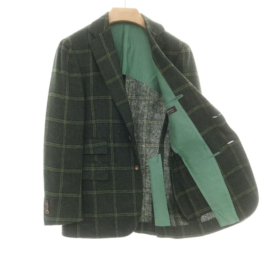 Stile Latino ダークグリーン ジャケット　　44 中古】スティレ ラティーノ STILE LATINO ウール ツイード チェック 3B