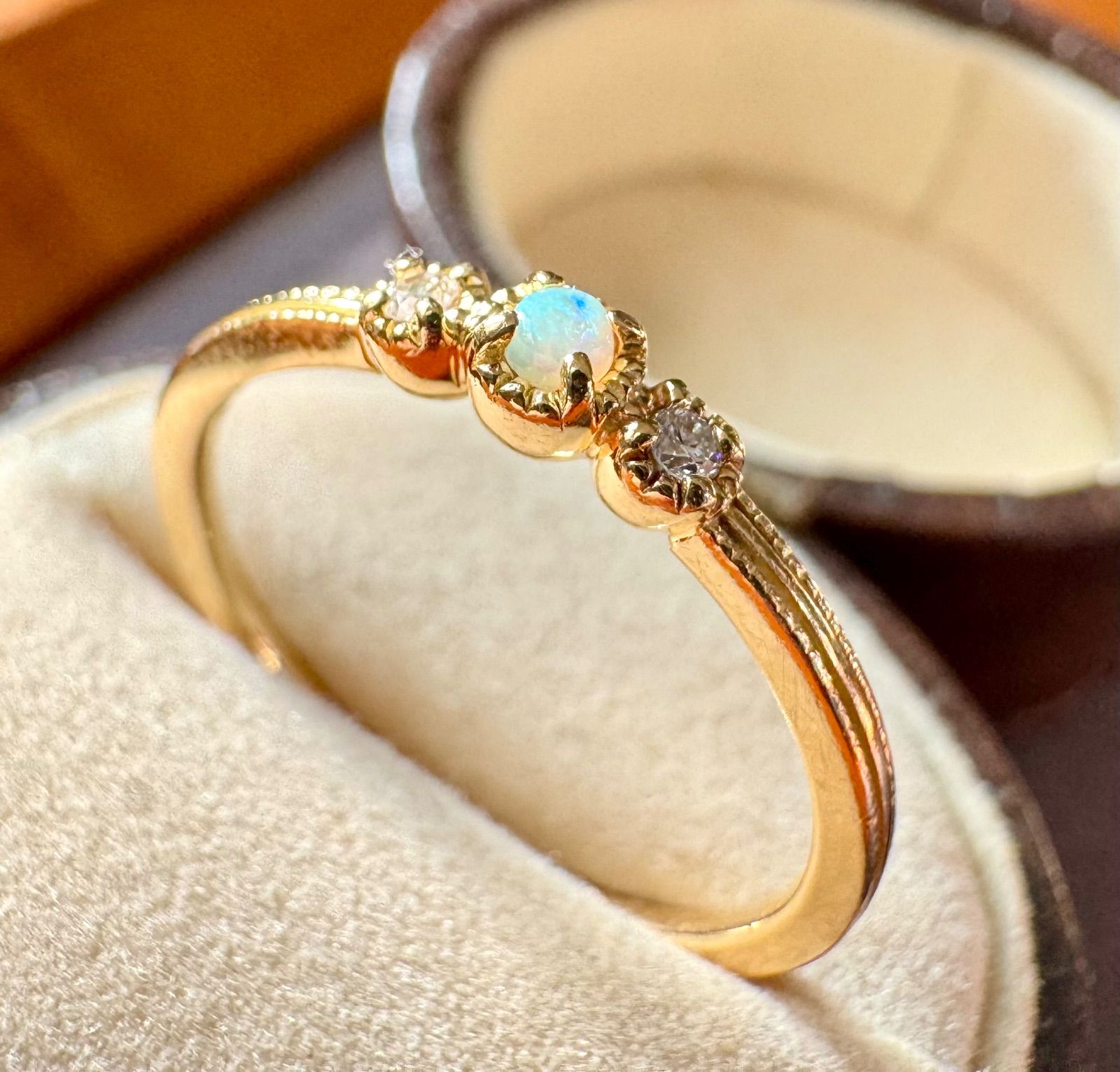 agete◇K18YG*11号*オパール×ダイヤモンドリング - メルカリ