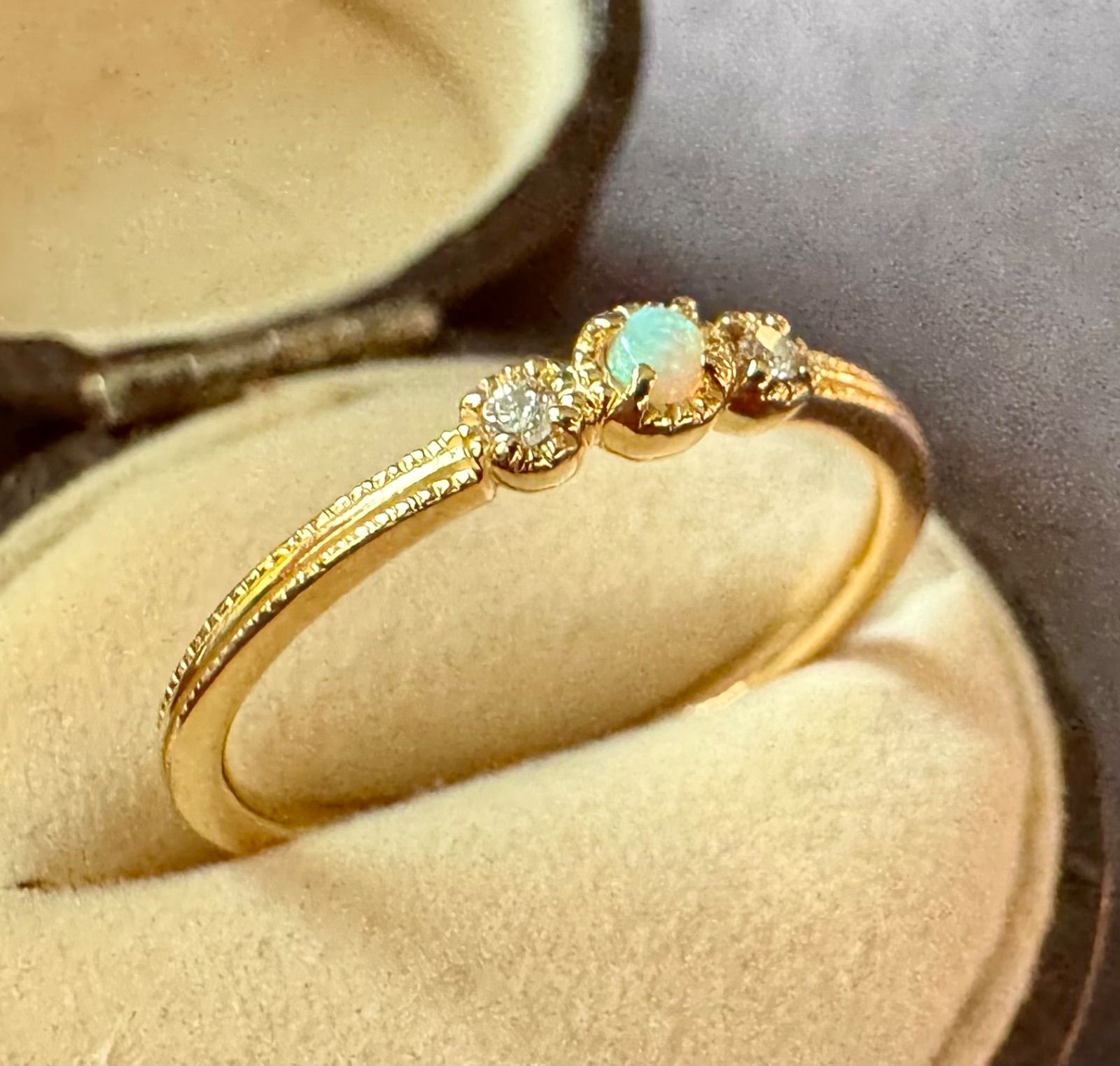 agete◇K18YG*11号*オパール×ダイヤモンドリング - メルカリ