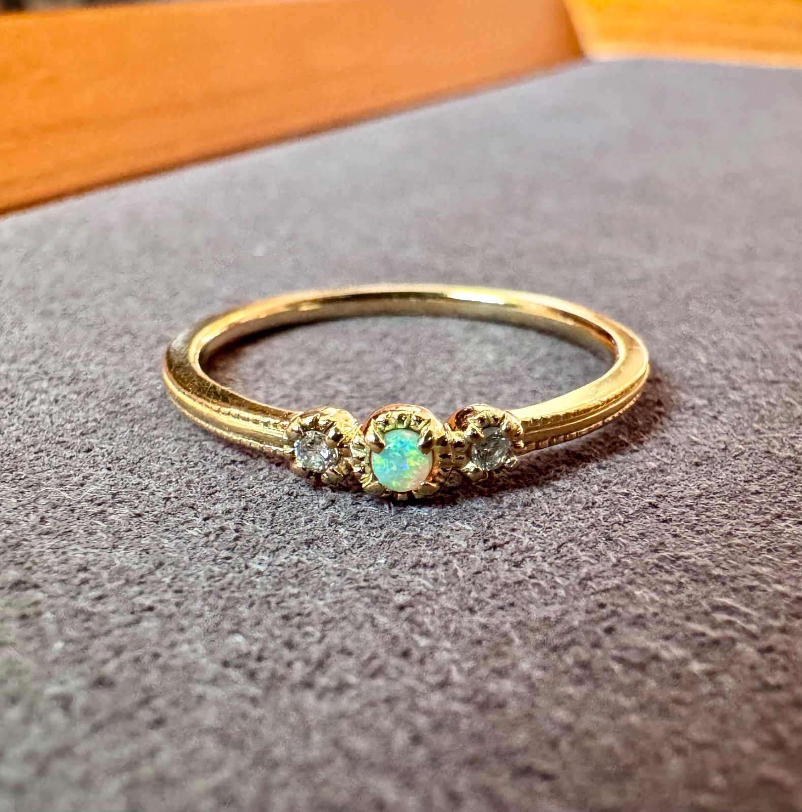 agete◇K18YG*11号*オパール×ダイヤモンドリング - メルカリ
