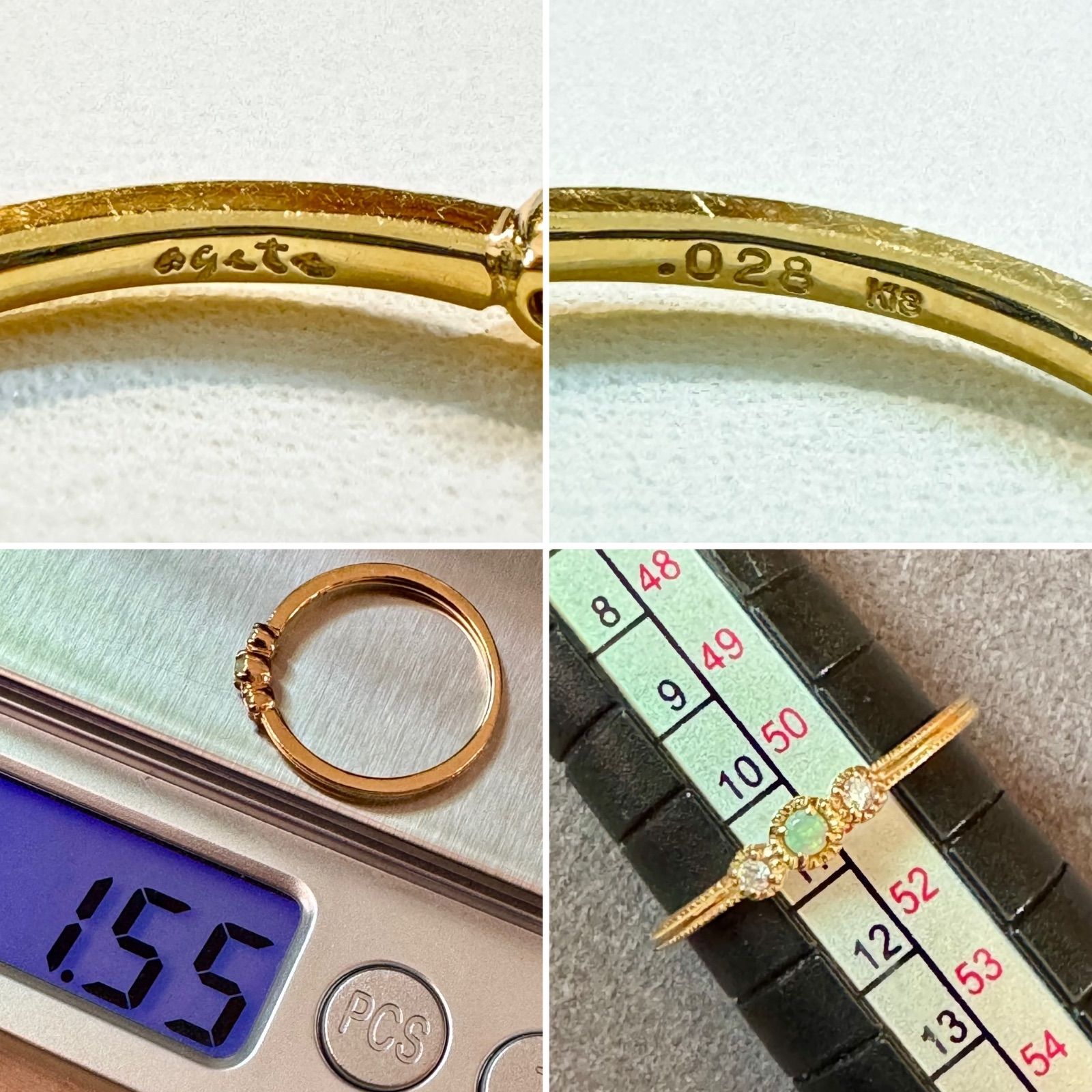 agete◇K18YG*11号*オパール×ダイヤモンドリング - メルカリ