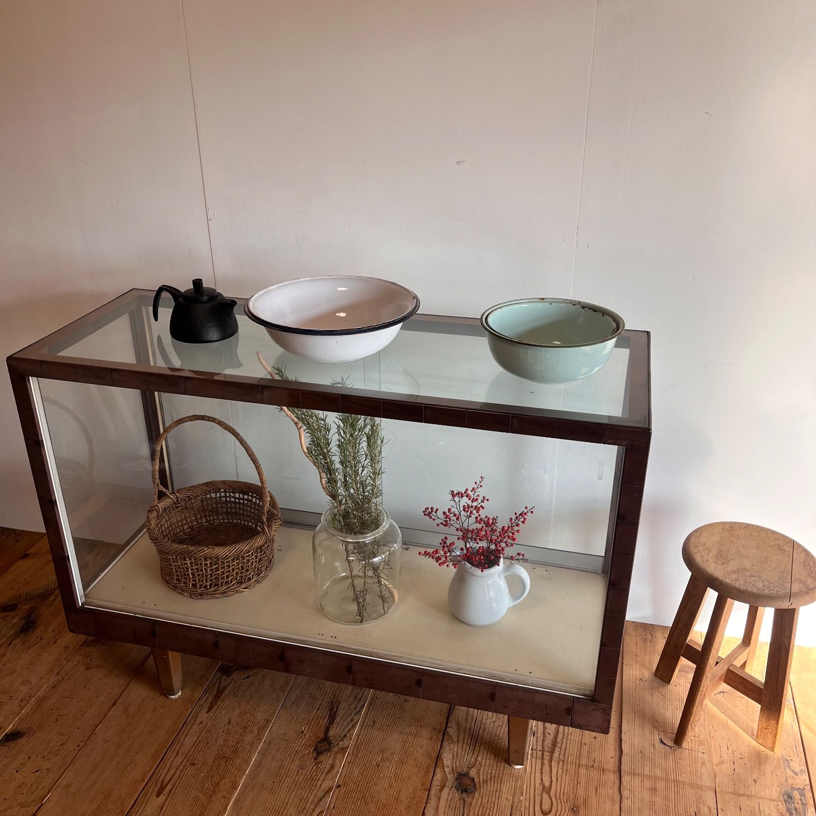 ヴィンテージ ガラスショーケース 古家具 古道具 店舗什器