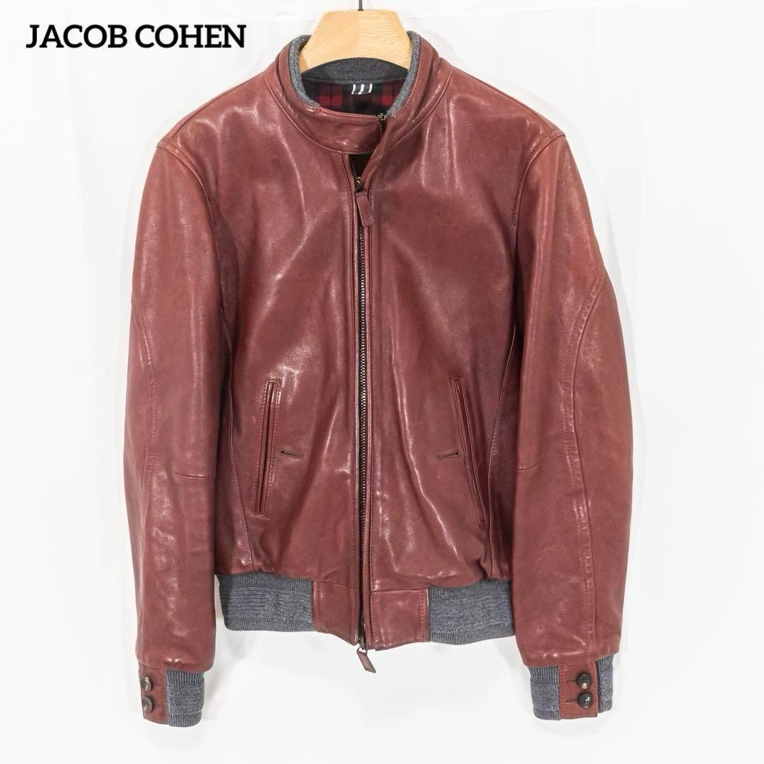 ☆希少☆JACOB COHEN レザージャケット カウレザー チェック柄 - メルカリ