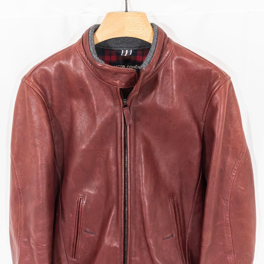 ☆希少☆JACOB COHEN レザージャケット カウレザー チェック柄 - メルカリ