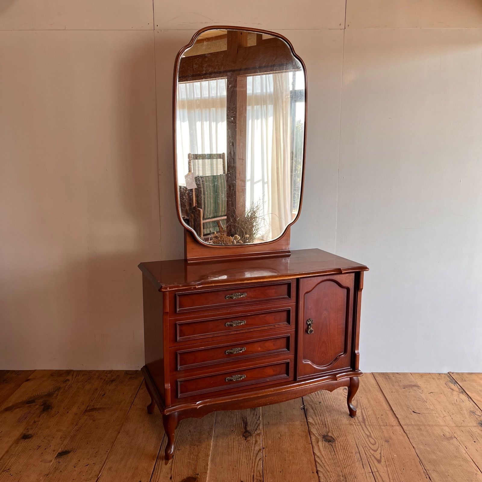 ドレッサー　アンティーク　鏡台　レトロ HAGiHARA（萩原） ドレッサー 幅115cm 猫脚 姫系 三面鏡 アンティーク
