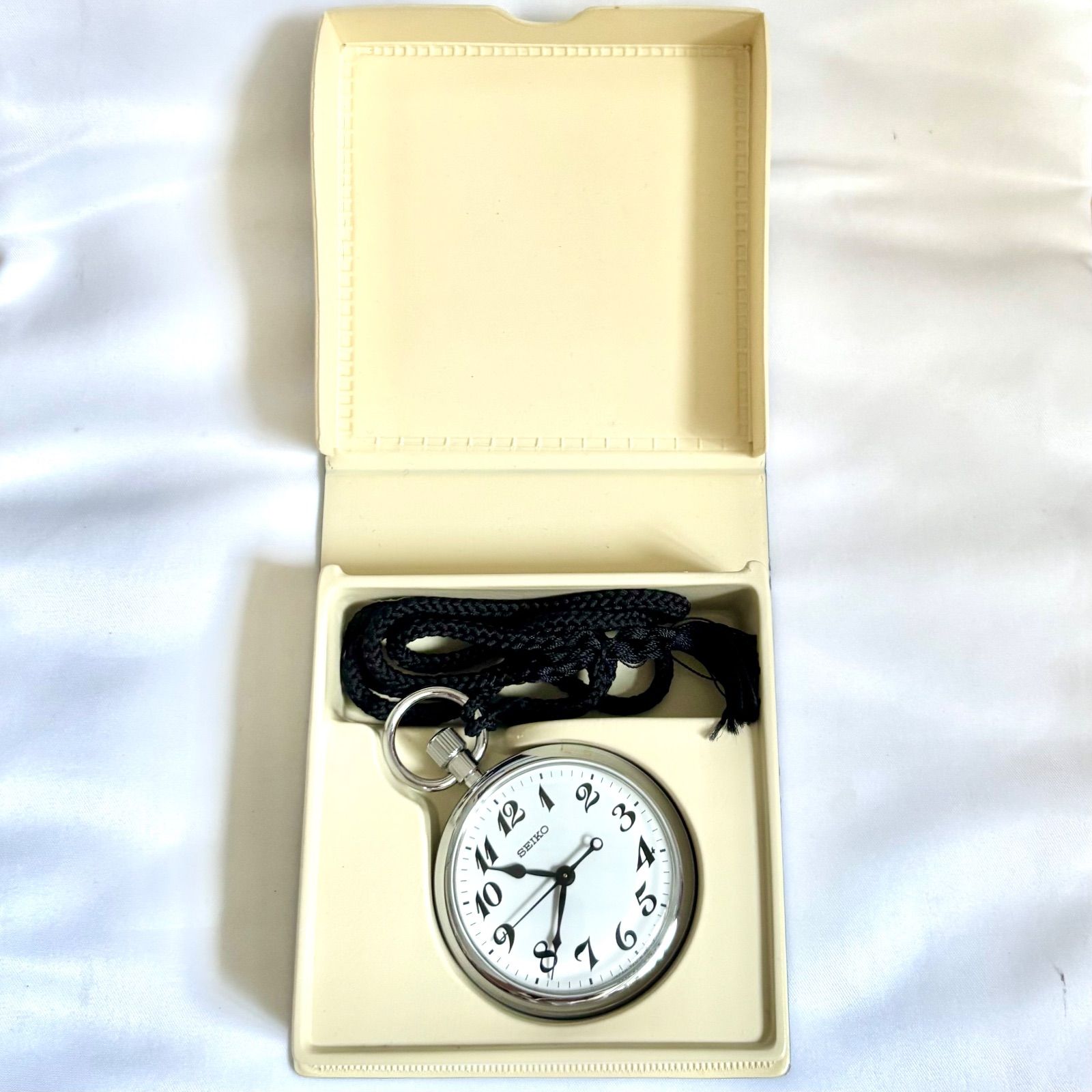 箱付/新品電池】SEIKO セイコー 懐中時計 シルバー 鉄道時計 7C11-0010