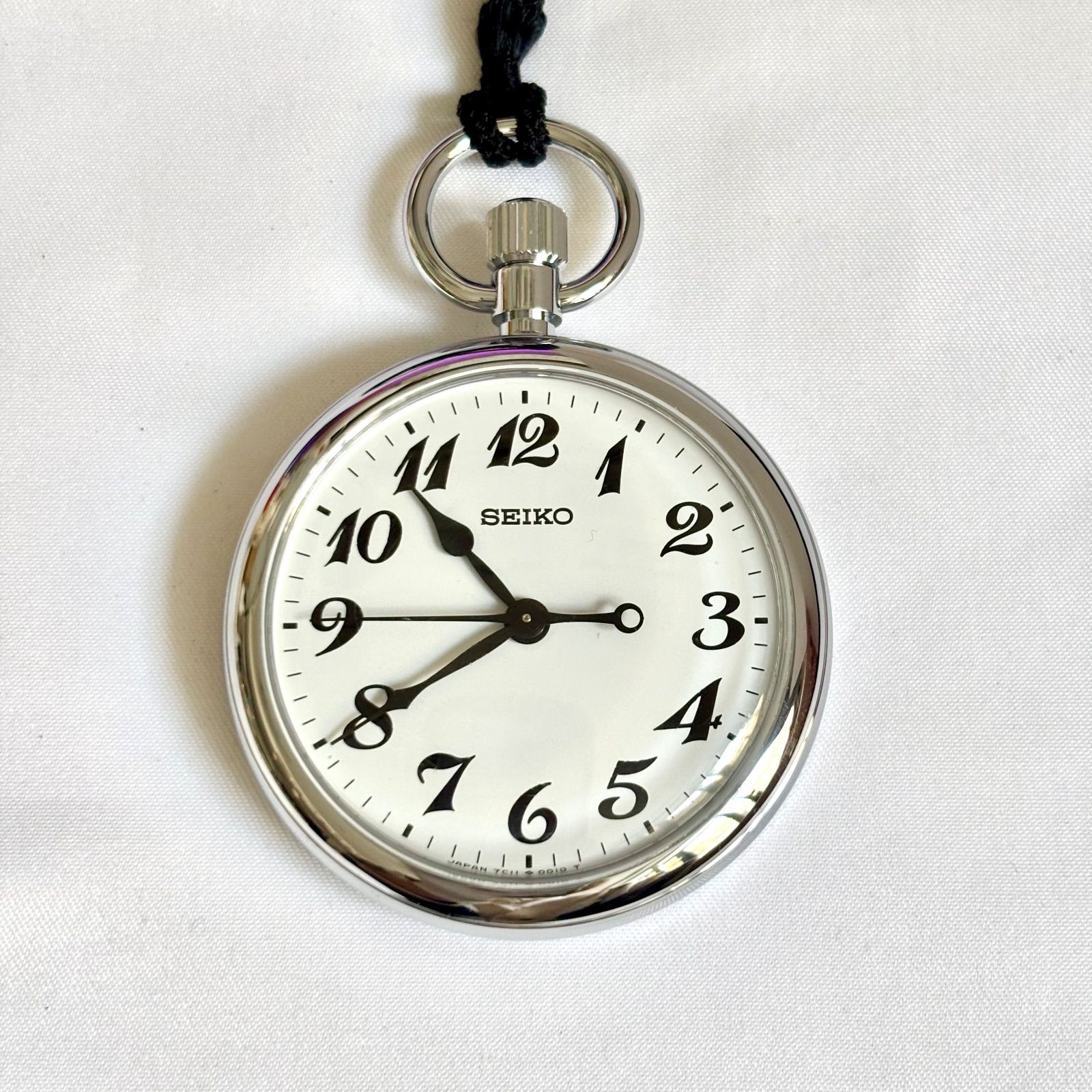 箱付/新品電池】SEIKO セイコー 懐中時計 シルバー 鉄道時計 7C11-0010