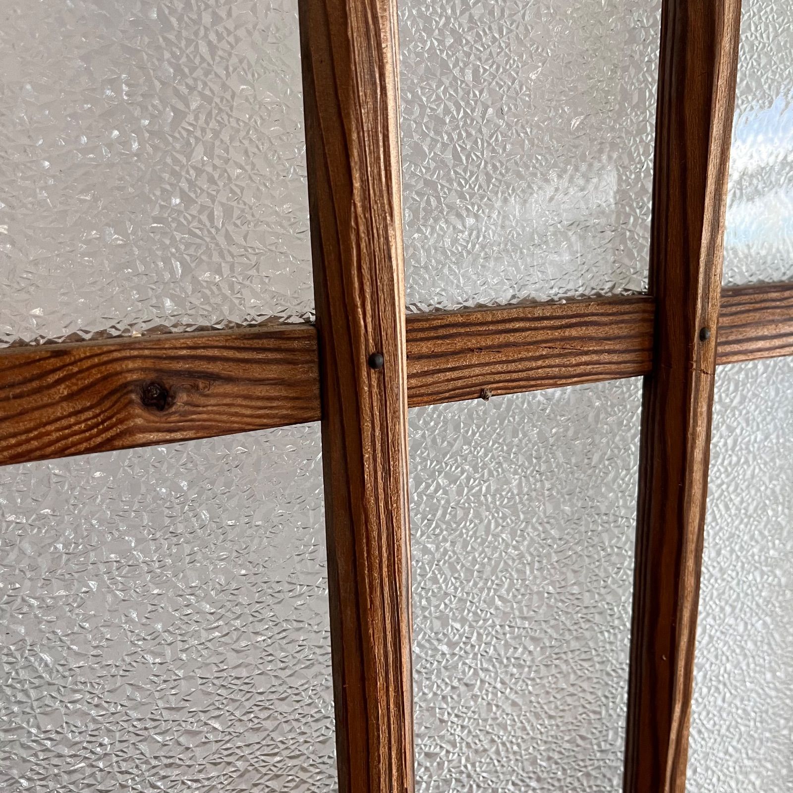 アンティーク 木枠 古建具 格子戸 すりガラス 建具 古民家